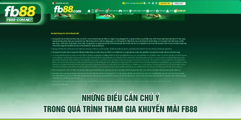 Những điều cần chú ý trong quá trình tham gia khuyến mãi FB88