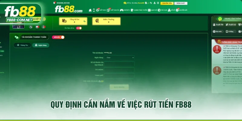 Quy định cần nắm về việc rút tiền FB88