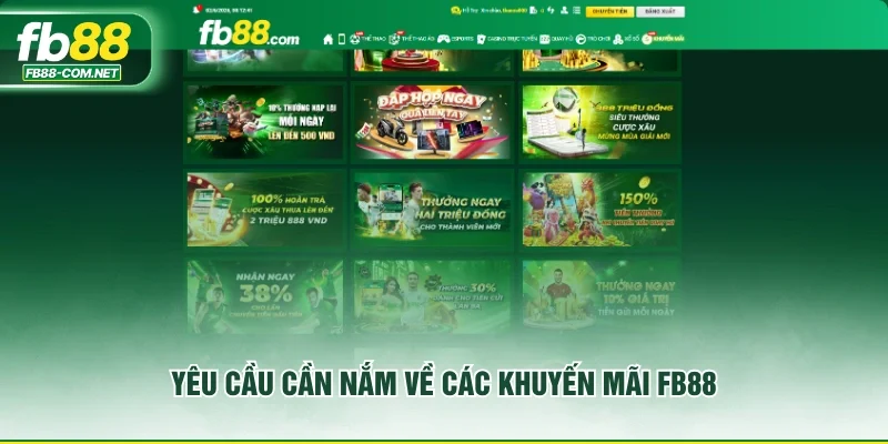 Yêu cầu cần nắm về các khuyến mãi FB88